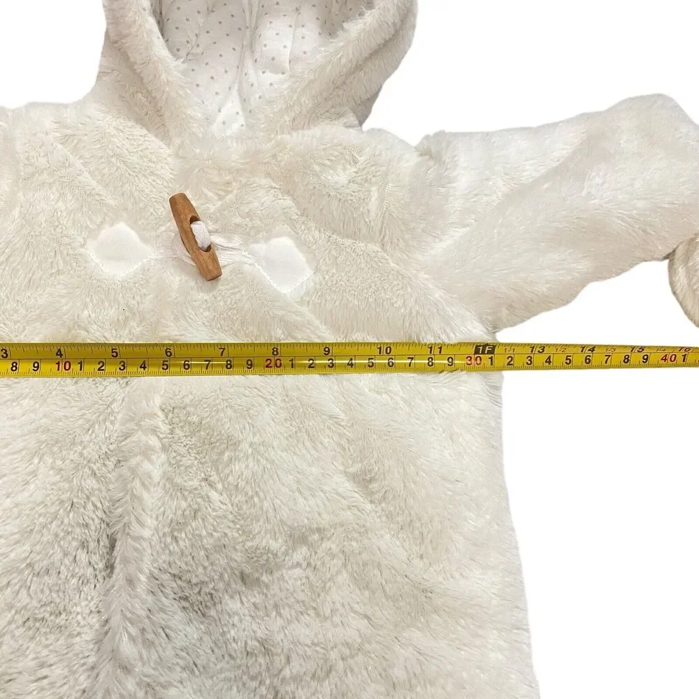 Minoti‎ Baby Furry Plush Snow Suit with Ears White Winter 0-3 months Overall